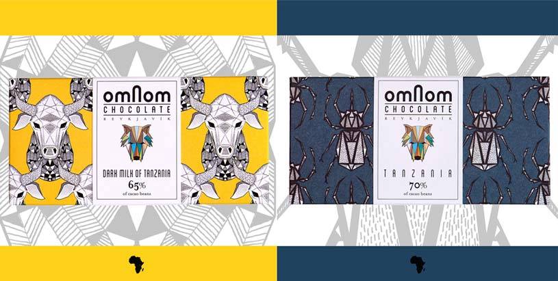Innpakningene til de nye Tanzania-sjokoladene fra Omnom
