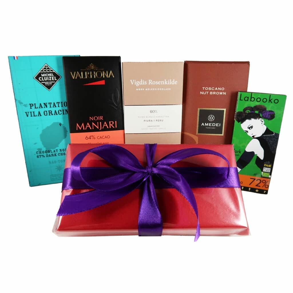 Julepakken Klassisk med sjokolader fra Valrhona, Michel Cluizel og Zotter