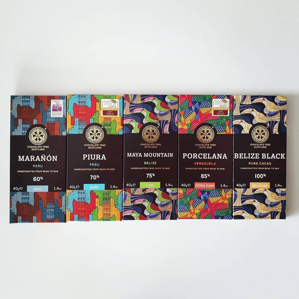 Fem sjokoladeplater fra Chocolate Tree