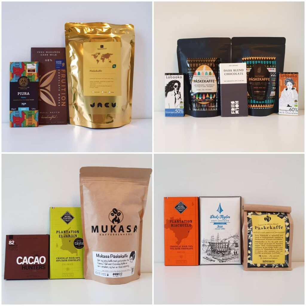 Kaffe og sjokolade fra samme opprinnelser klare til smaking