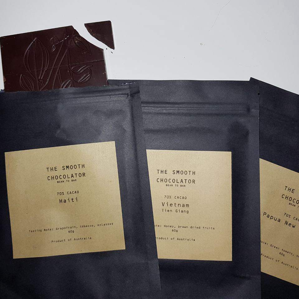 Sjokolader fra The Smooth Chocolator i svarte poser