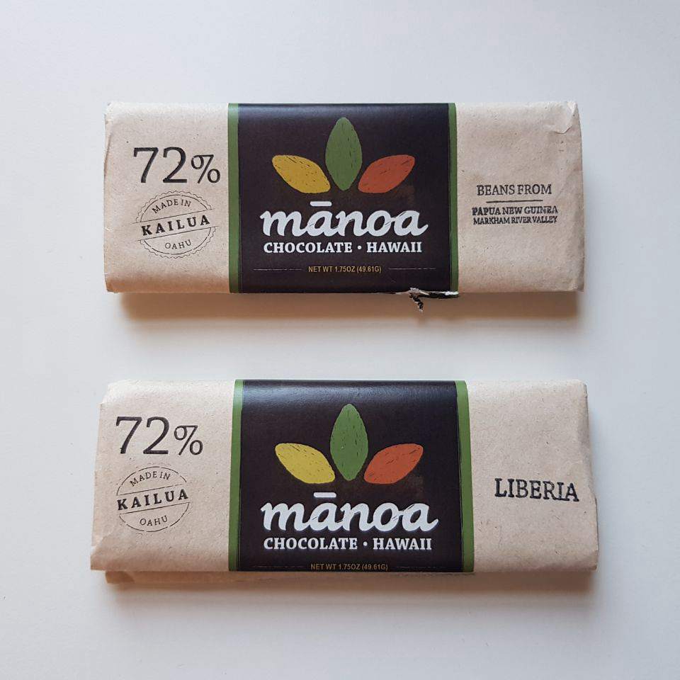 To sjokoladeplater fra Mānoa Chocolate