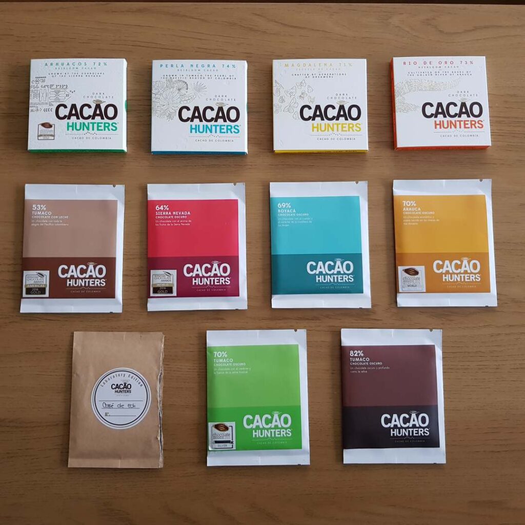Utvalg av sjokolader fra Cacao Hunters