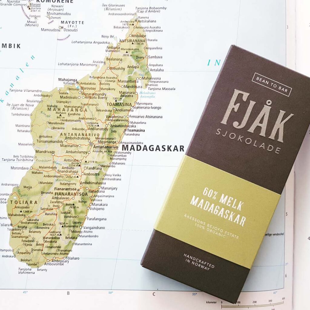 Fjåk 60 % Melk Madagaskar på et kart over Madagaskar
