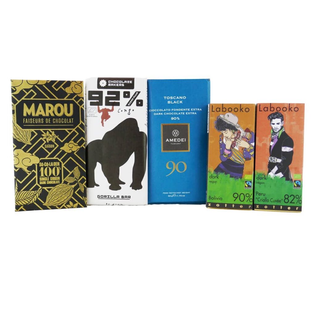 Sjokoladepakke Ekstra Mørk med Marou, Chocolatemakers, Amedei og Zotter