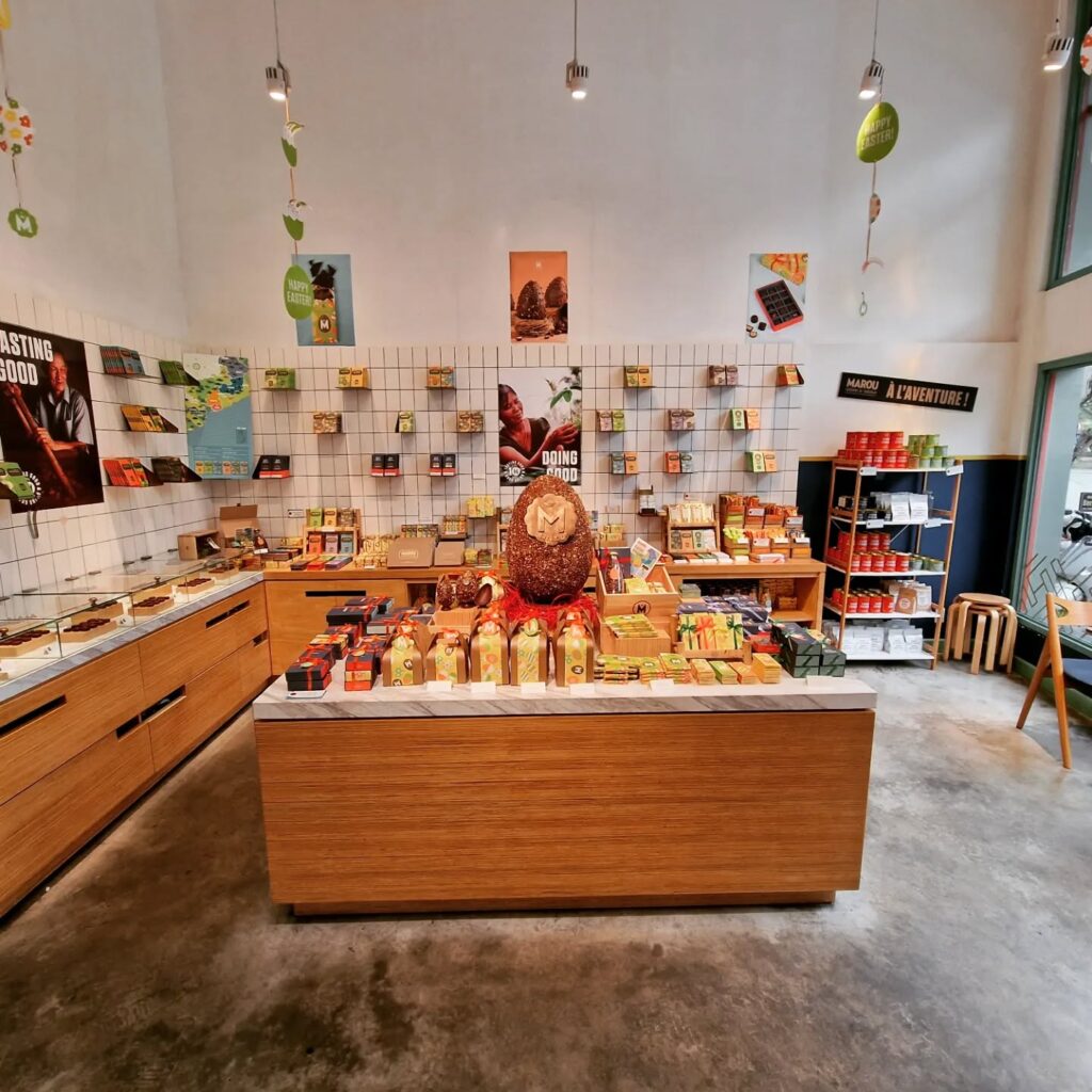Interiøret i butikken til Maison Marou