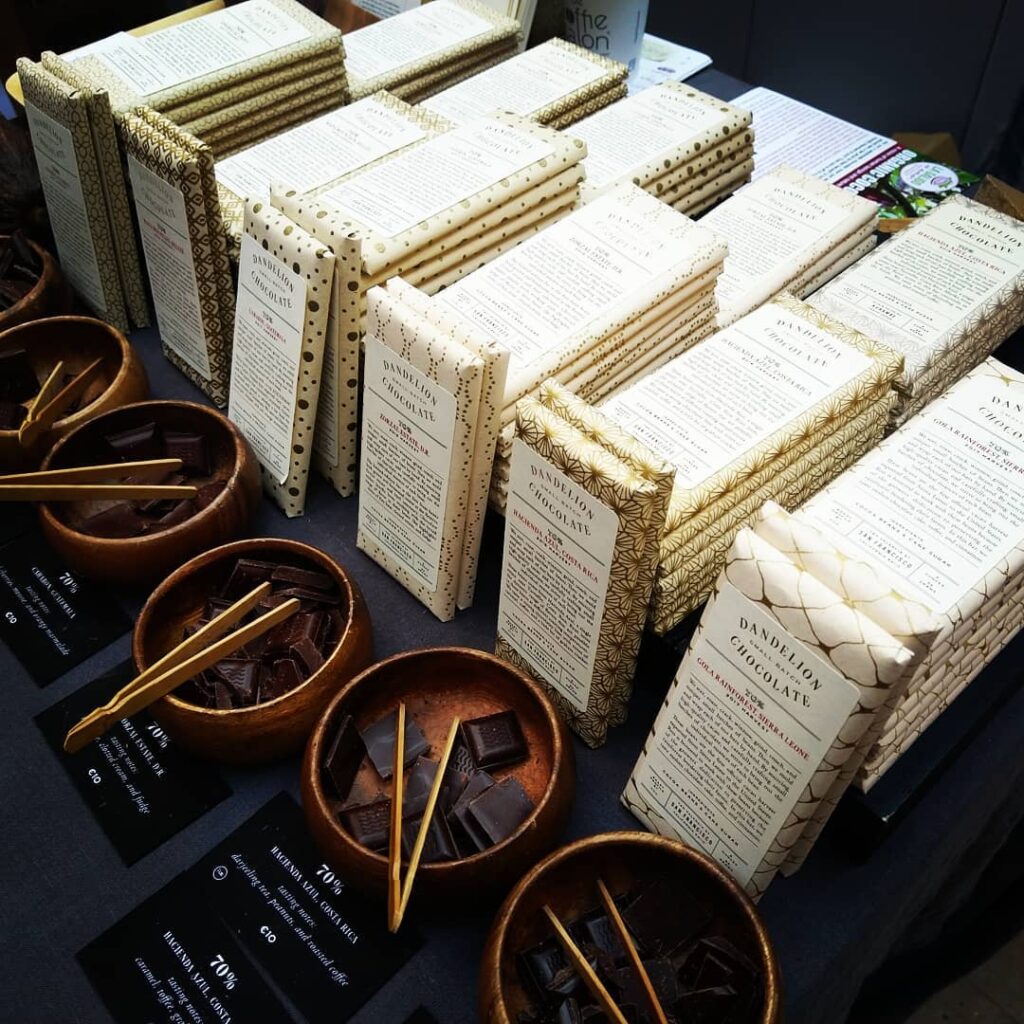 Sjokoladeplater fra Dandelion Chocolate på messen