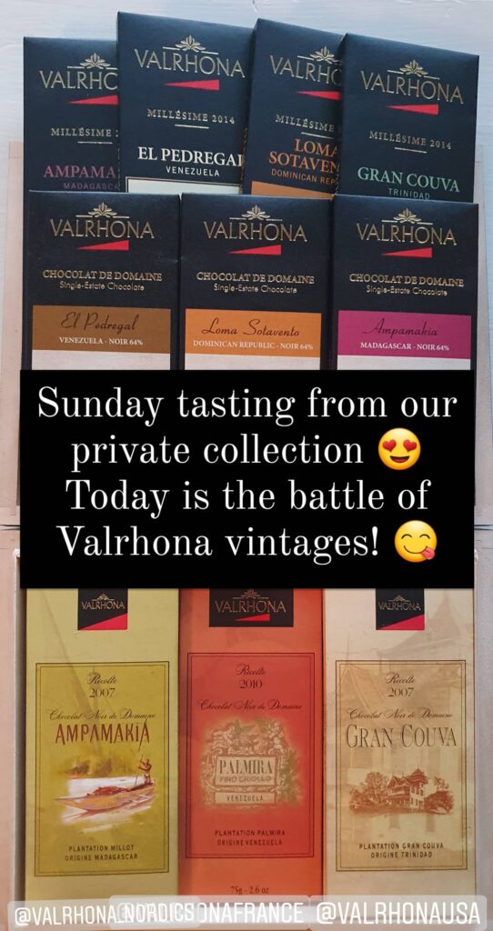 Årgangssjokolader fra Valrhona lagt fram til smaking