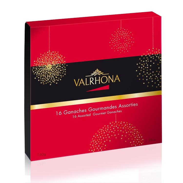 Gaveeske med 16 assorterte ganacher fra Valrhona